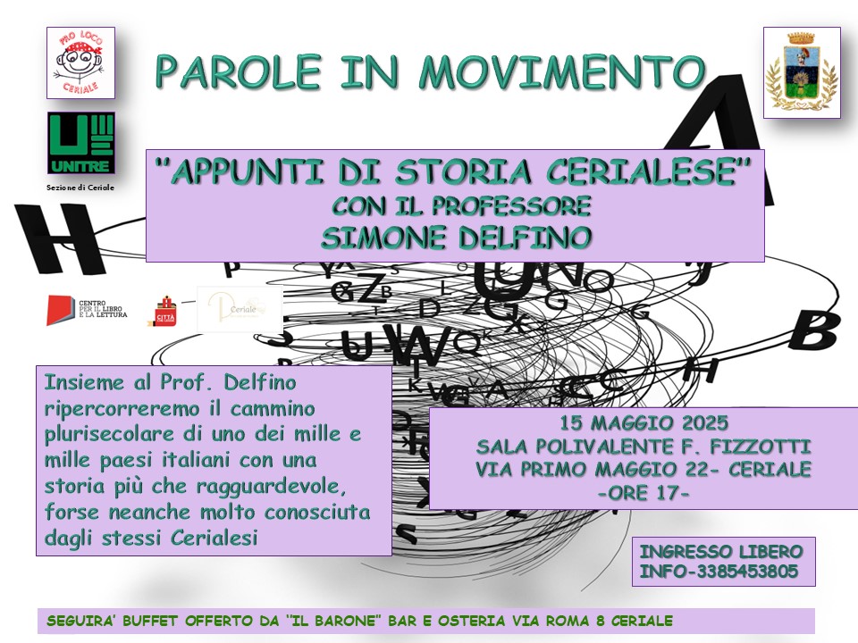 LOCANDINA PAROLE IN MOVIMENTO PROF DELFINO